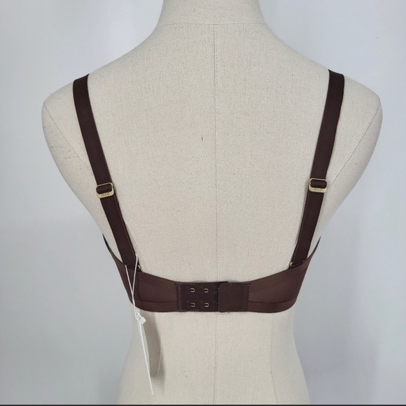 CUUP The Plunge Sheer Mesh Bra Underwire Adjustable Brown 32G - Picture 3 of 5
